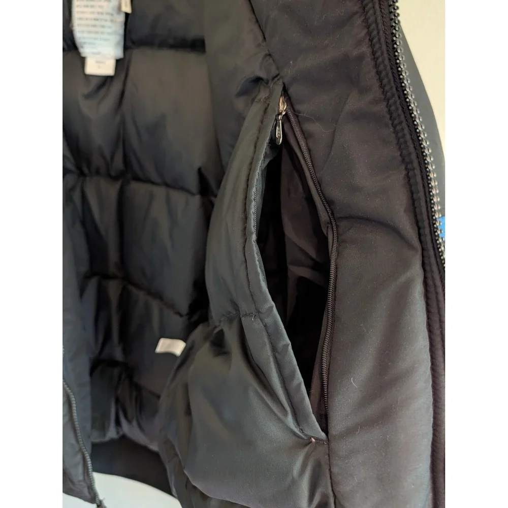 Vtg 70s/80s Skitique International Down Snow Jacket Black Blue Stripe Mens L Ski